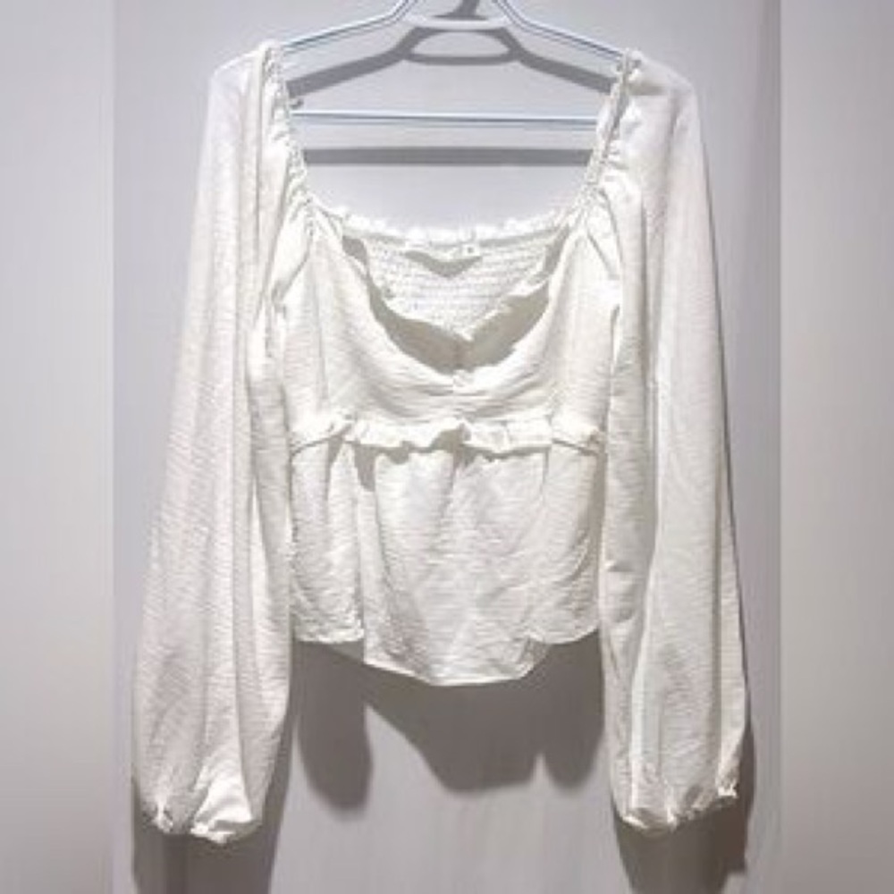 Altar'd State Cream Blouse with Long Sleeves